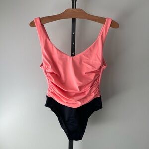 Pink and Black Women's Swimsuit